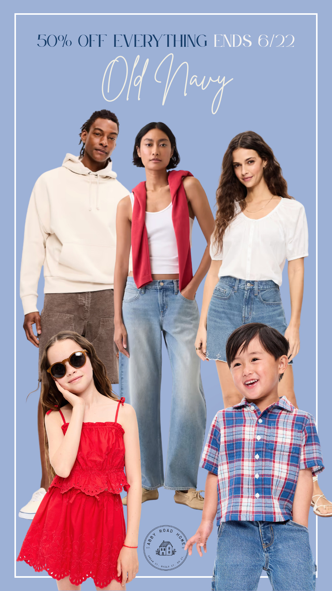 ☀️ Old Navy's 50% Off Everything sale ends 6/22 and I'm filling my cart while I still can. From easy summer denim and breezy basics to cute finds for the kids, these are the pieces catching my eye right now.

Shop my favorite sale picks before they're gone. 🤍

#LTKSaleAlert #LTKStyle #OldNavyStyle #SummerFashion #AffordableStyle #CasualOutfits #DenimLover #SummerWardrobe #FamilyStyle #KidsFashion #EverydayOutfits #BudgetFriendlyFashion #SaleFinds #LTKUnder50 #OldNavySale 

 