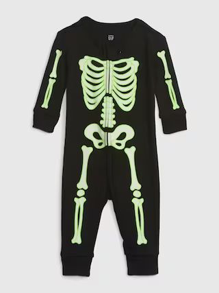 Toddler 100% Organic Cotton Glow-In-The-Dark Skeleton One-Piece | Gap (US)