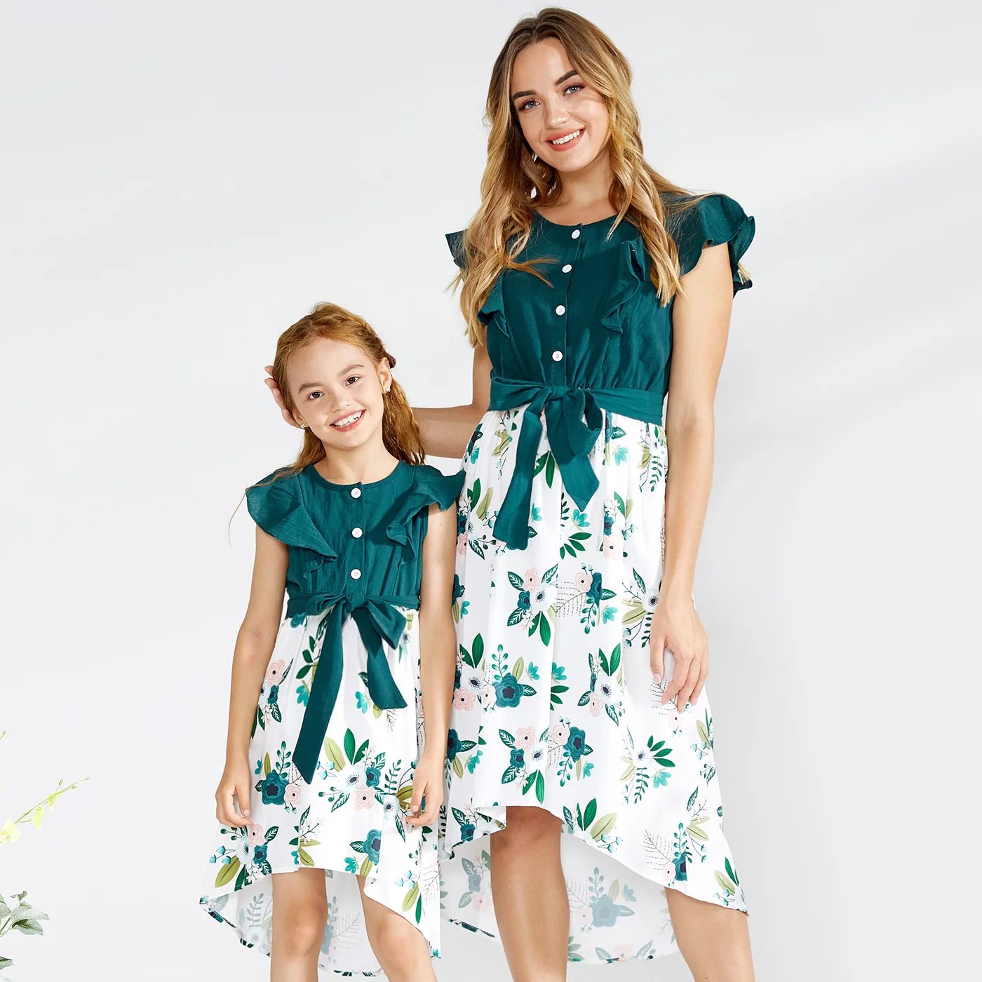 PatPat Mommy and Me Ruffle Floral Dresses for Women＆Babies＆Girls,One Piece - Walmart.com | Walmart (US)