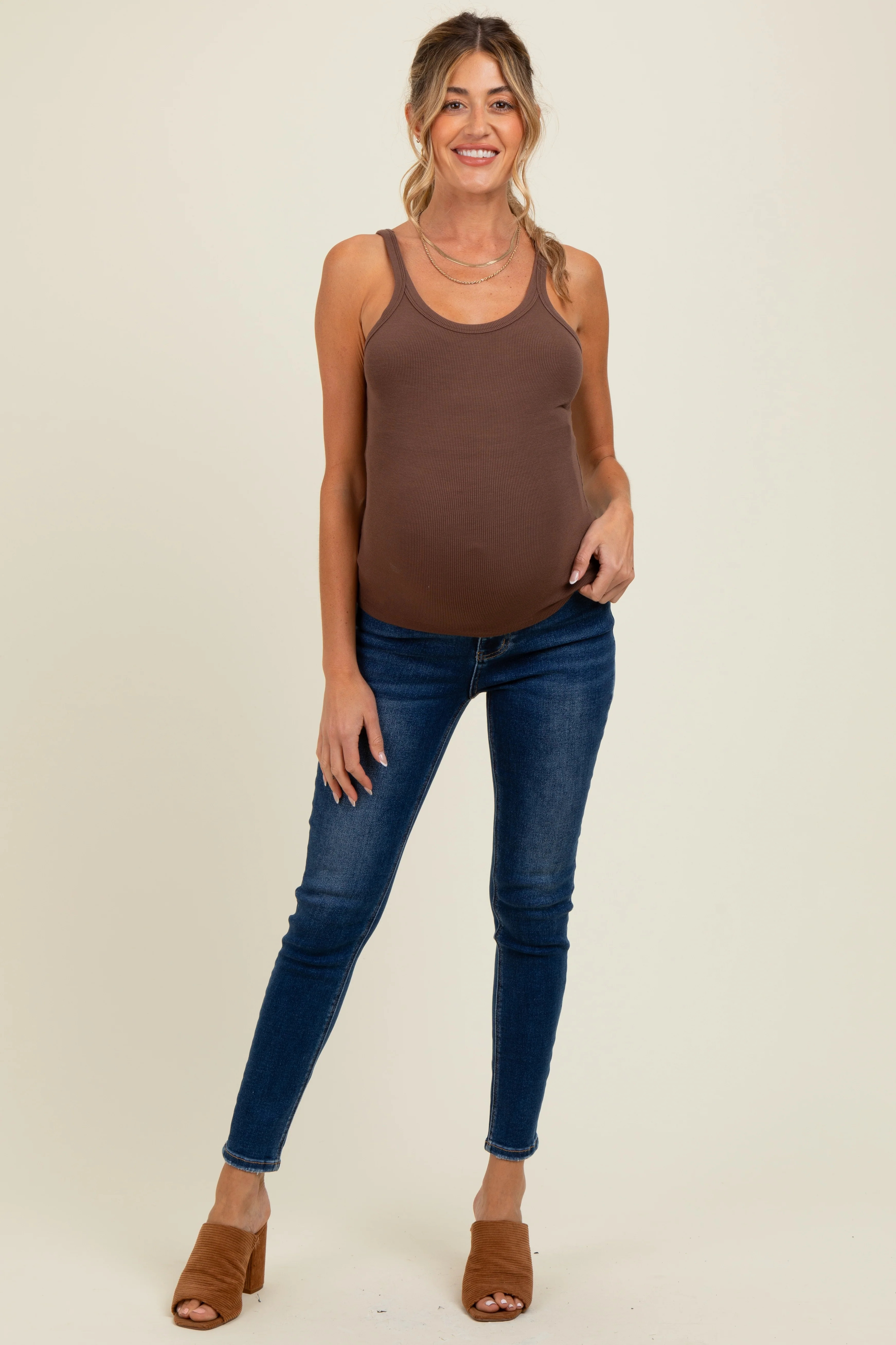 Navy Vintage Wash Maternity Skinny Jeans | PinkBlush Maternity