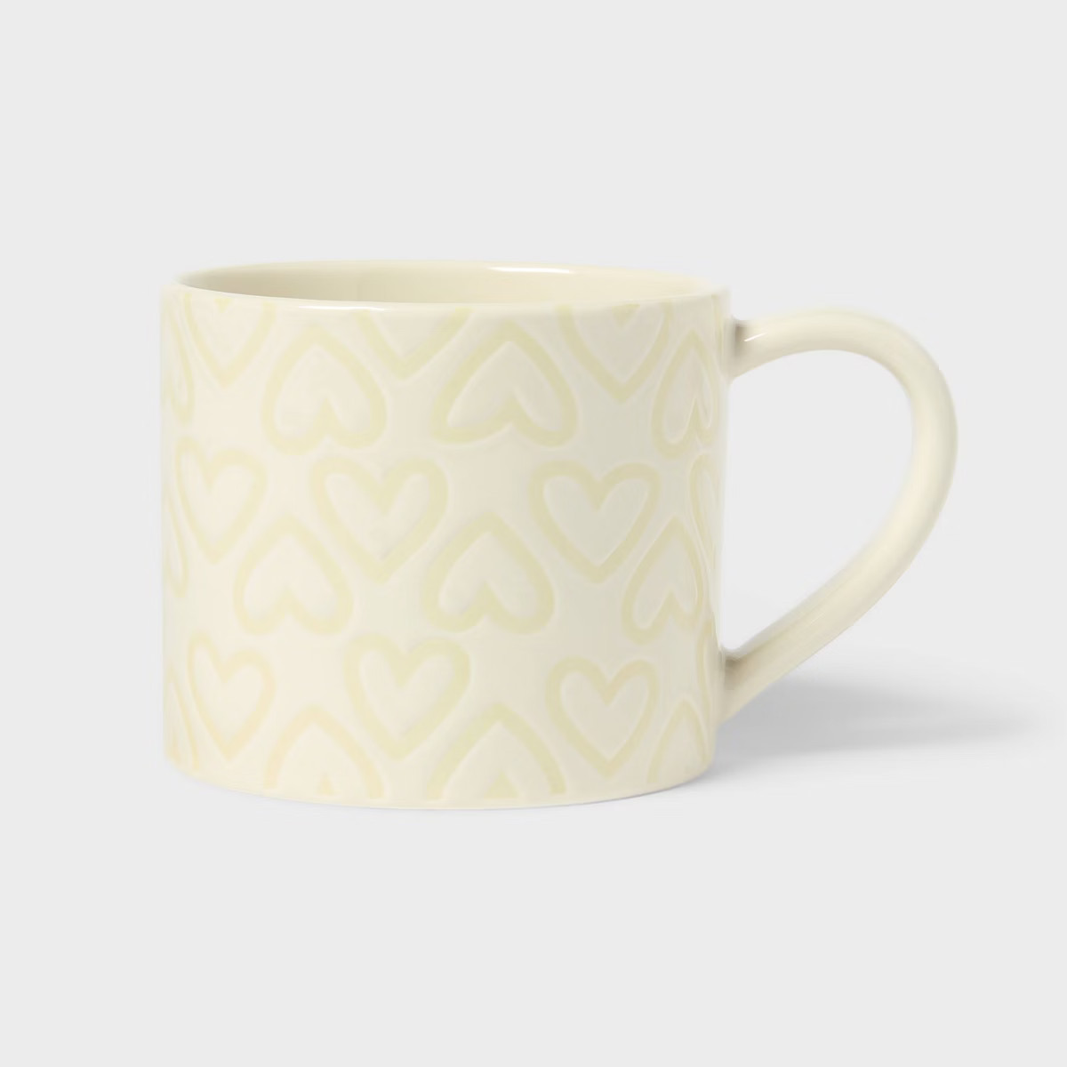 16oz Stoneware Neutral Hearts Can Mug White - Spritz™ | Target