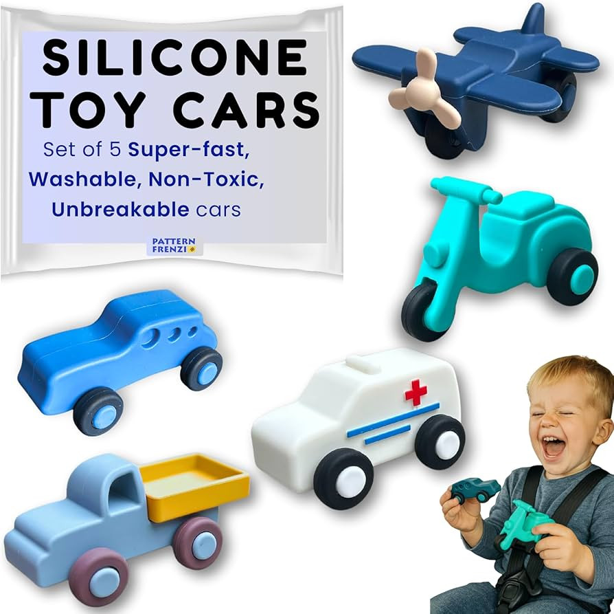 Silicone Toy Cars for Kids Ages 3+ – Soft, Safe Non-Toxic Silicone Cars with Smooth Rolling Whe... | Amazon (US)