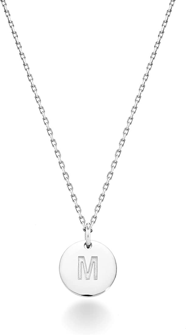 Miabella 925 Sterling Silver or 18K Yellow Gold Over Silver Round Initial Pendant Necklace for Wo... | Amazon (US)