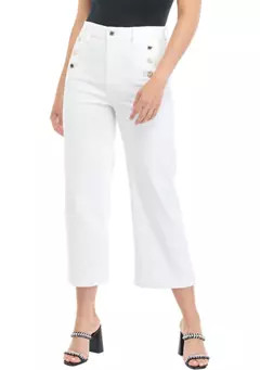 KARL LAGERFELD PARIS Women's Sailor Button Wide Leg Denim Jeans | Belk