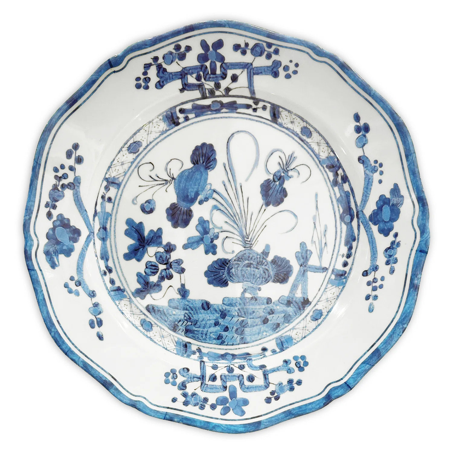 Vida Faenza Dinner Plate (White and Blue) | Wayfair North America
