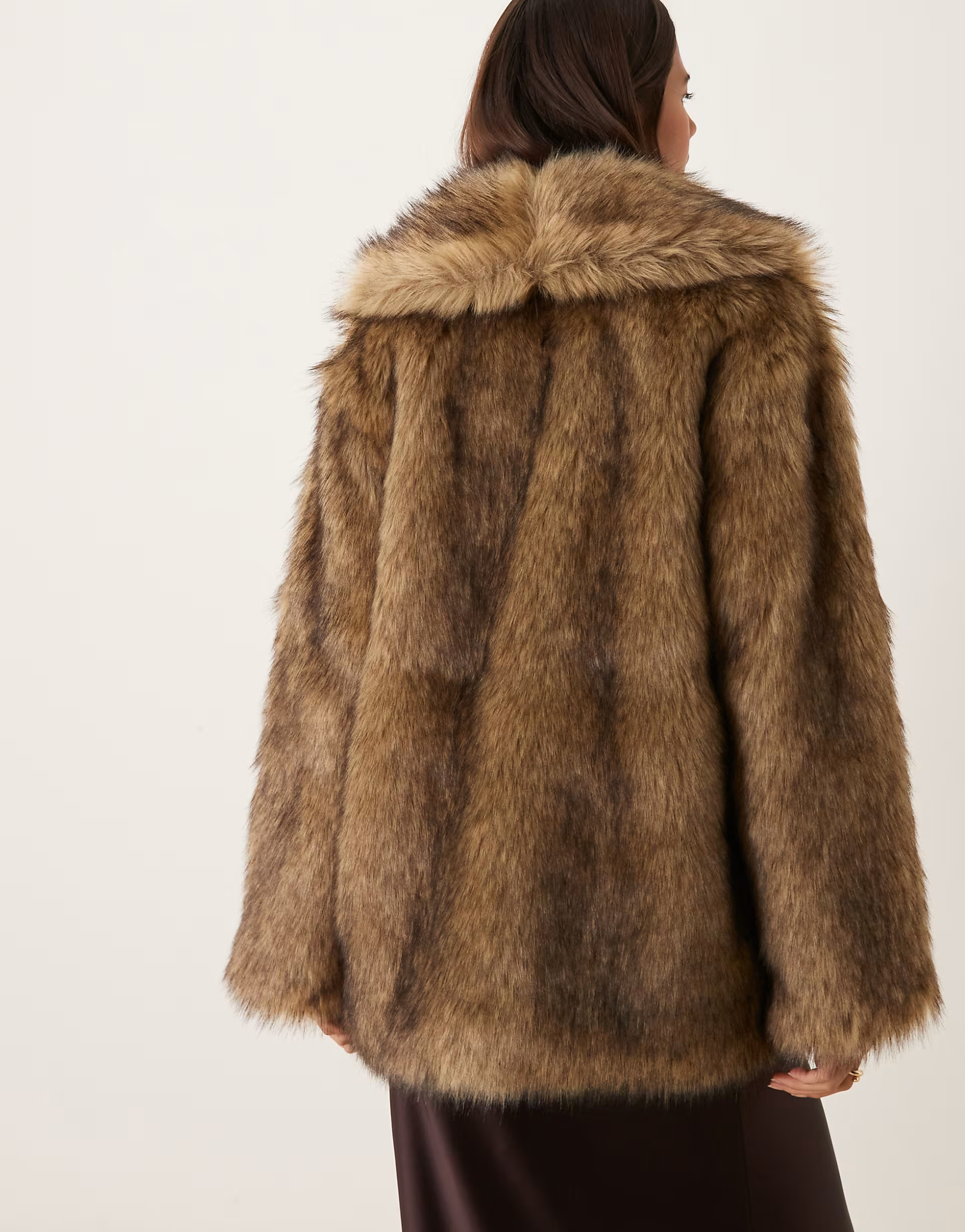 Abercrombie & Fitch faux fur coat in brown | ASOS | ASOS (Global)