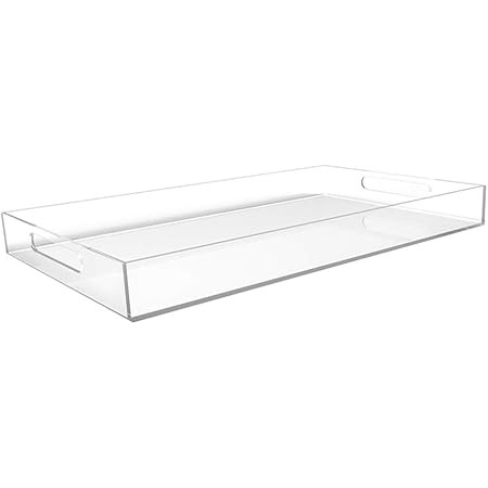 Isaac Jacobs Clear Acrylic Serving Tray (11x14) with Cutout Handles, Spill-Proof, Stackable Org... | Amazon (US)