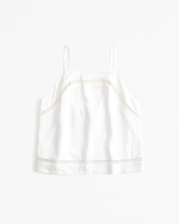 Women's Linen-Blend Ladder-Trim Set Top | Women's Tops | Abercrombie.com | Abercrombie & Fitch (US)