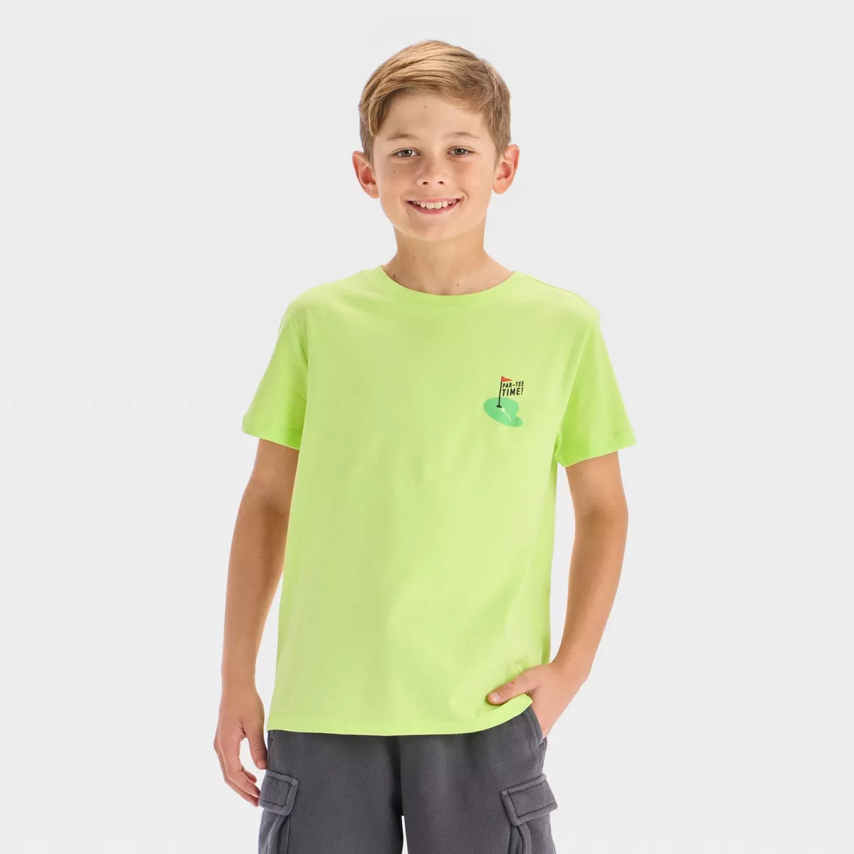 Boys' Short Sleeve 'Hole in One' Golfing Graphic T-Shirt - Cat & Jack™ Green | Target