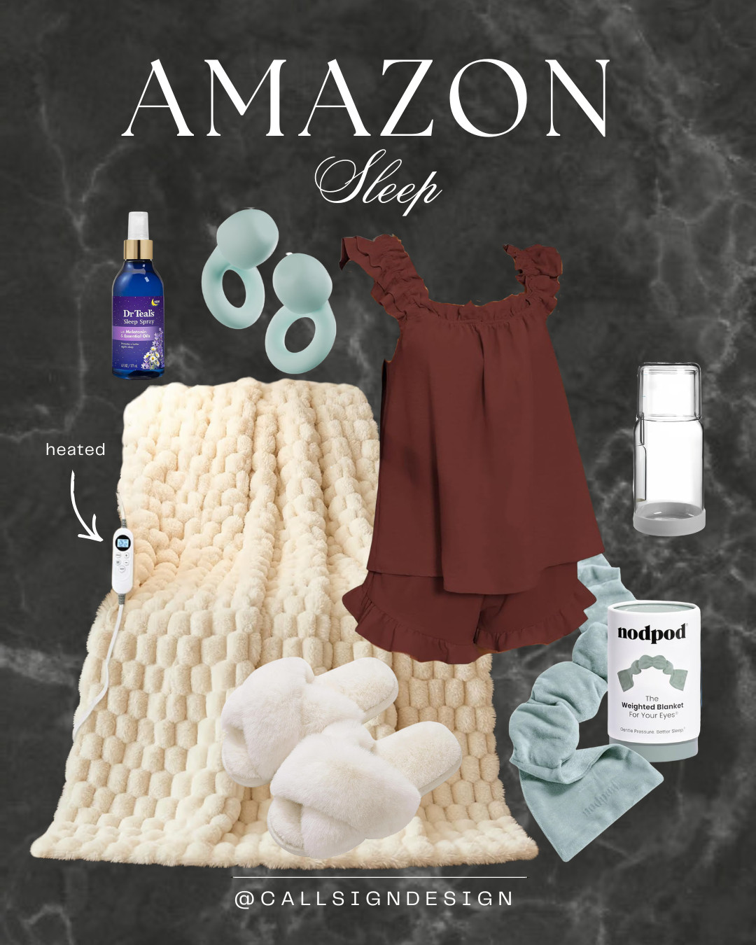 Turning my room into a sleep sanctuary 🌙✨

Get this ruffle PJ set, fuzzy slippers, and heated blanket on deck. Add a weighted eye mask, calming mist, and total quiet (courtesy of these loop earbuds) and its lights out. Because a good night's rest is the real luxury. 

 #LTKgrwm #LTKootd #LTKselfcare