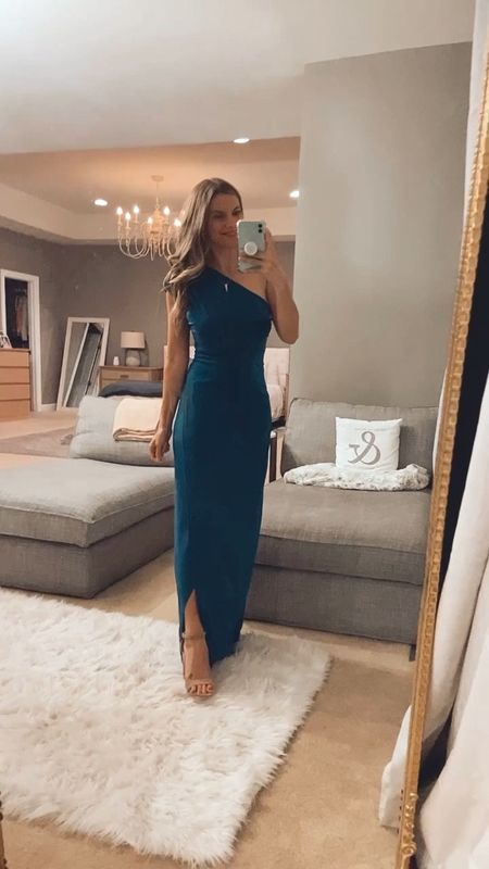 Chic One-Shoulder dress, long evening gown for special occasions. I am wearing the teal color. It also comes in gorgeous RED… the perfect Holiday dress!!!

#LTKover40 #LTKstyletip #LTKHoliday