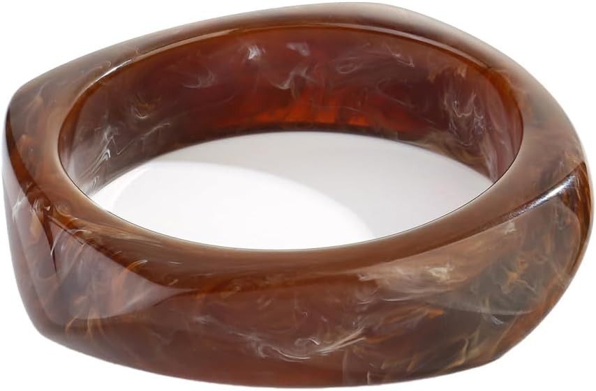 Chunky Acrylic Bangles Bracelets For Women Geometric Acrylic Resin Acetate Mottled Wide Bangle Br... | Amazon (US)