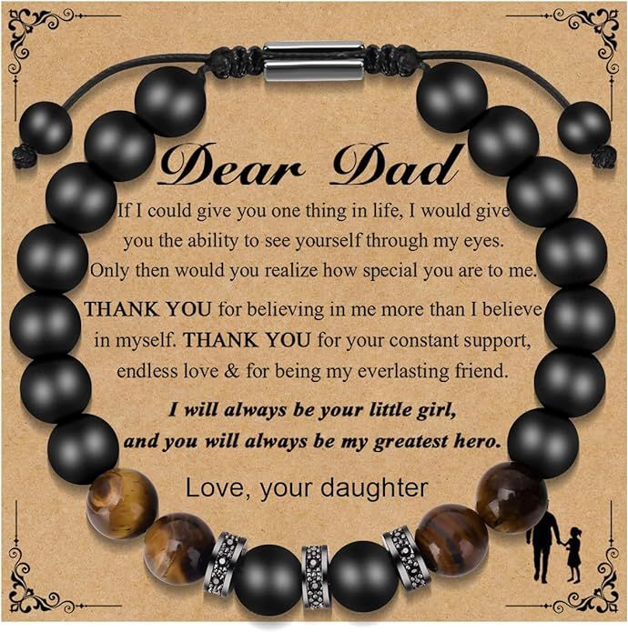 Fathers Day Dad Gifts from Daughter Son Bracelets for Men Mens Gifts Father's Day Birthday Gifts ... | Amazon (US)