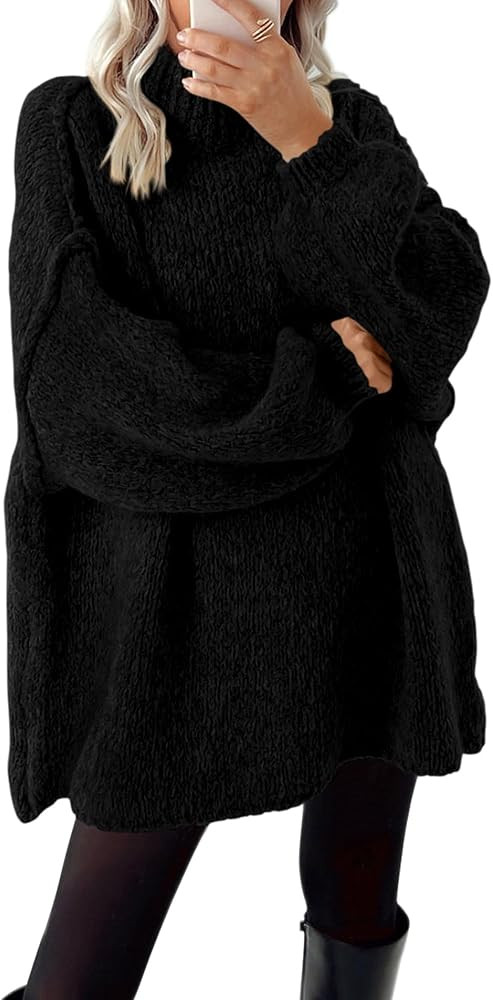 BTFBM Sweaters for Women Fall 2025 Long Sleeve Mock Neck Cable Knit Oversized Sweater Pullover To... | Amazon (US)