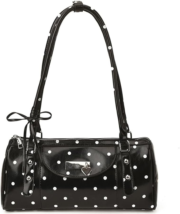 Women’s Y2k Retro Polka-Dot PU Shoulder Bag, Coquette Top Handle Bag with Bow Knot, Chic Handba... | Amazon (US)