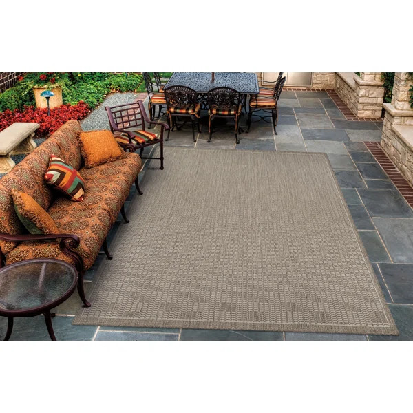 Sania Flatweave Champagne Taupe Indoor Outdoor Area Rug | Wayfair North America