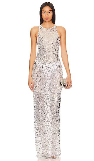 Syd Maxi Dress in Silver Sequin Dress White Sequin Dress Sequin Gown Silver Dress Metallic Dress  | Revolve Clothing (Global)