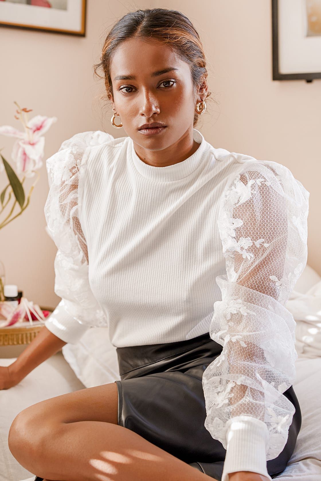 Stunning Statement White Embroidered Puff Sleeve Top | Lulus (US)