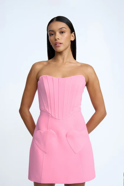 Celeste Corset Heart Mini Dress - Prism Pink | By Johnny