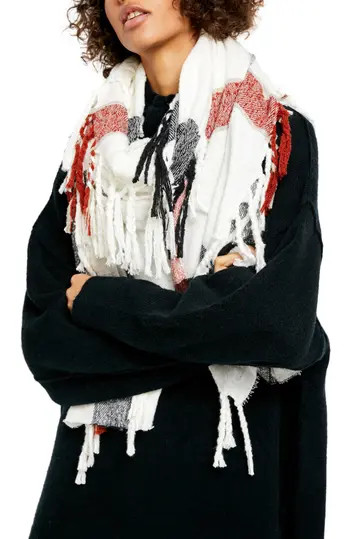 Valley Plaid Print Fringe Scarf | Nordstrom Rack