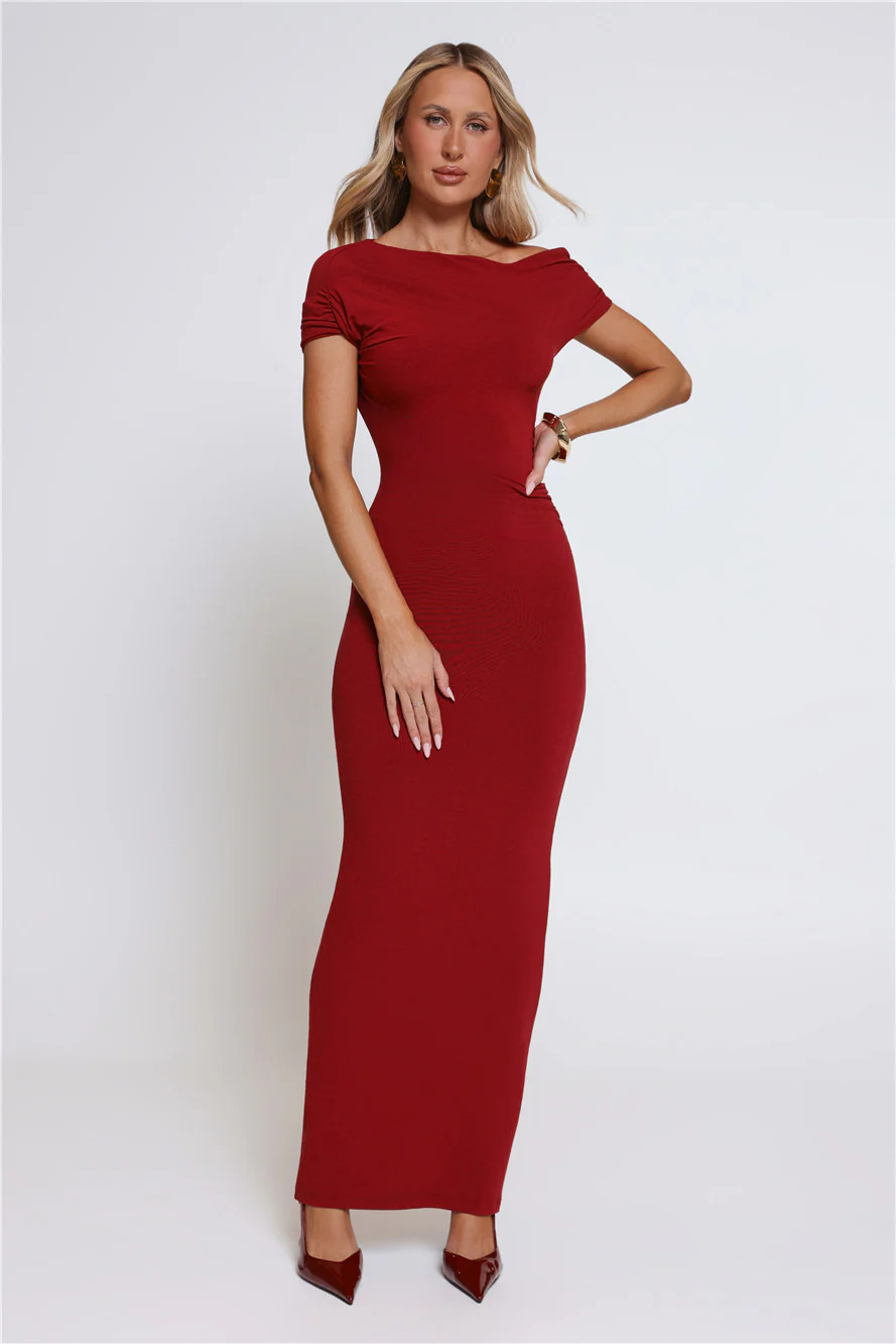 Dearest Desire Off Shoulder Maxi Dress Wine | Hello Molly (US)