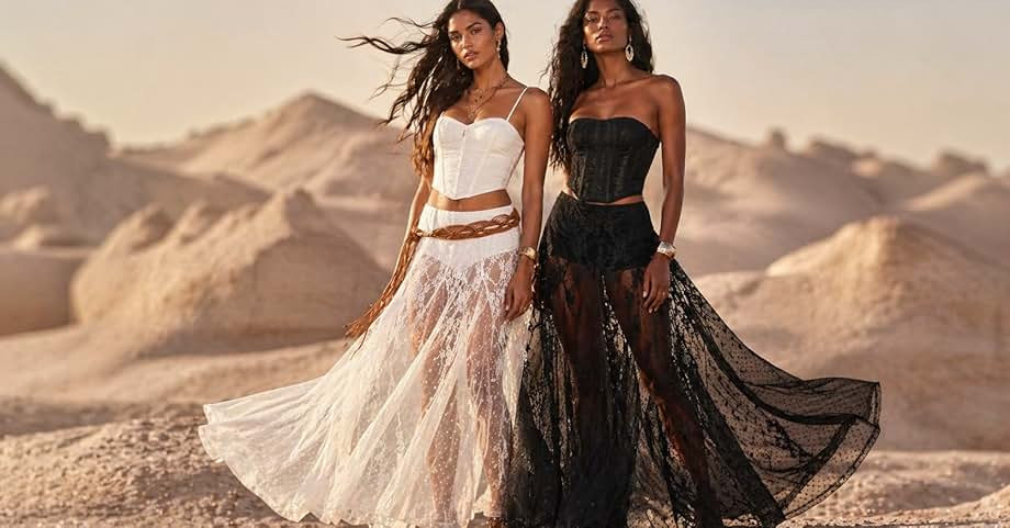 Milumia Women's Sheer Lace Maxi Skirt High Waisted See Through Y2k Goth Bodycon Long Skirts | Amazon (US)