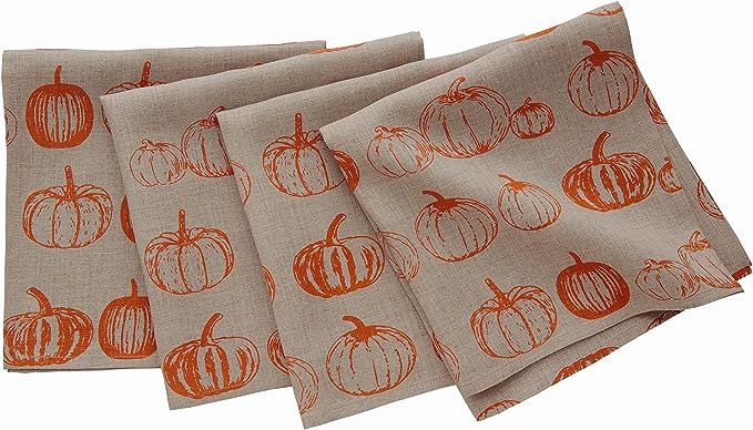 Solino Home Linen Cloth Napkins Set of 4 – 100% Pure Linen Pumpkin Dinner Napkins 20 x 20 Inch ... | Amazon (US)