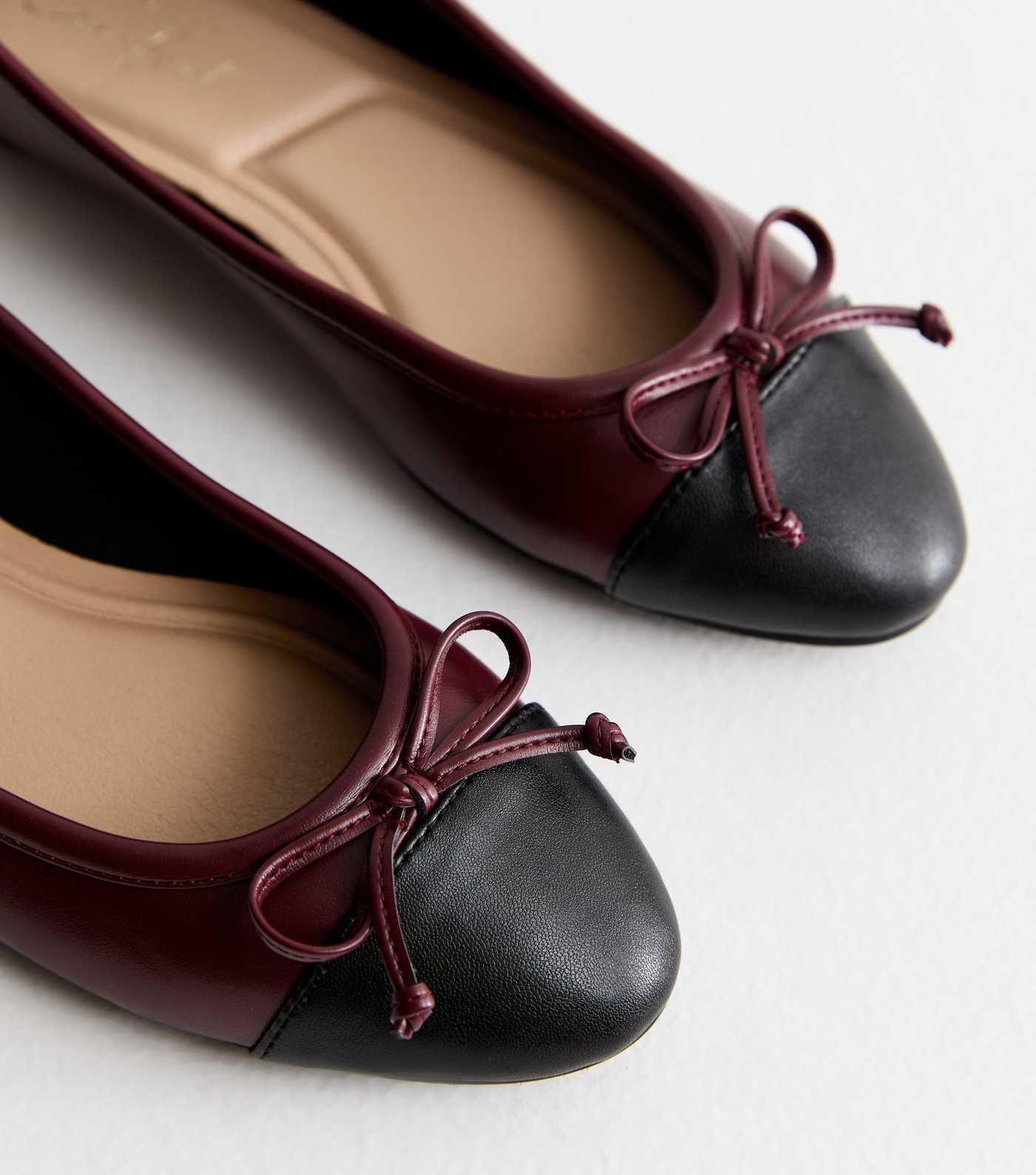 Burgundy Contrast Toe Cap Ballerina Pumps | New Look | New Look (UK)