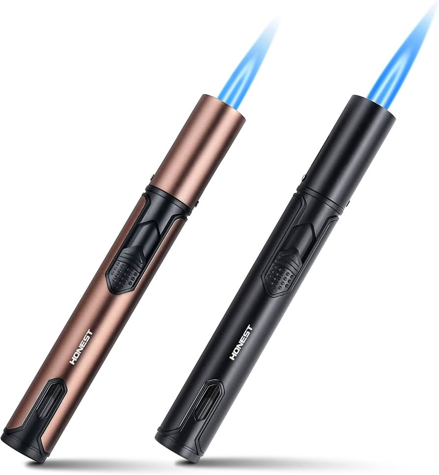 Butane Torch Lighter 2 Pack Refillable Adjustable Jet Flame Long Pen Lighter for BBQ Stove Grill ... | Amazon (US)