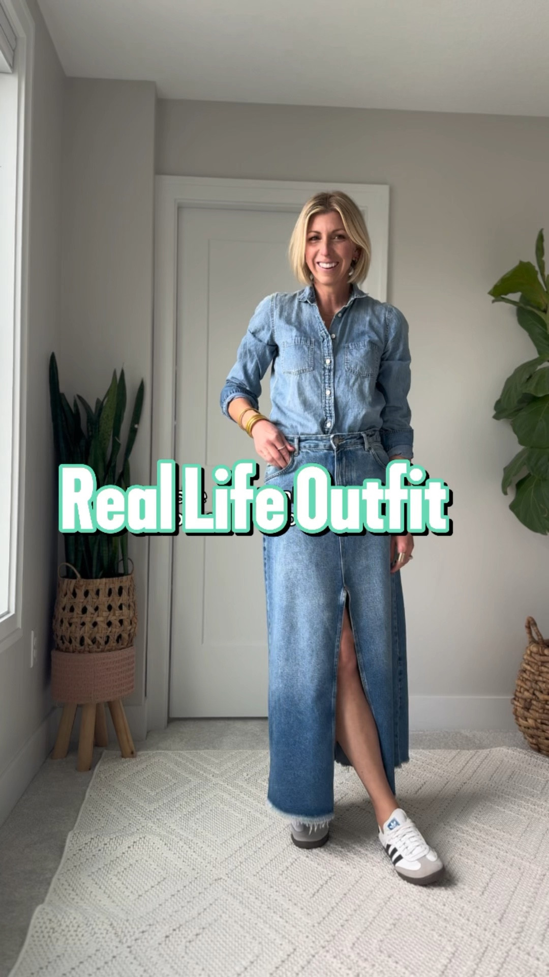 Denim on denim real life look for everyday! 

wearing size 4 in this denim shirt + size 6 in the denim shirt (both are very well loved) 

#LTKOver40 #LTKStyleTip #LTKVideo