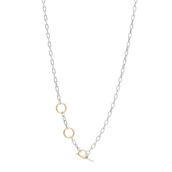 Sterling Silver 18K Yellow Gold Madison Three Ring Chain Necklace | FASHIONPHILE (US)