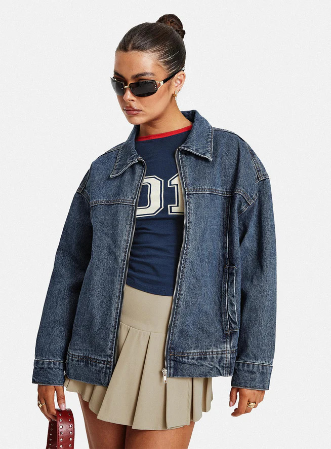 Goldsmith Denim Bomber Jacket Mid Wash | Princess Polly US