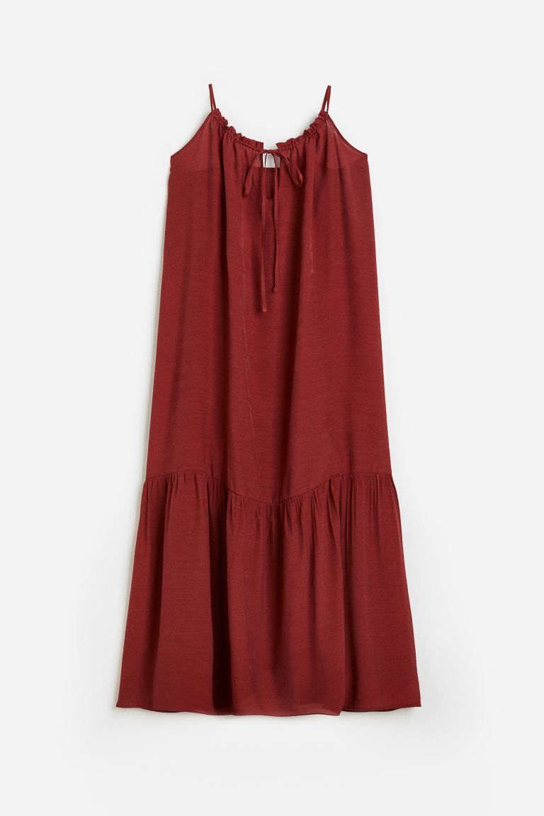 Sleeveless Poplin Beach Dress - Round Neck - Sleeveless - Dark red - Ladies | H&M US | H&M (US + CA)