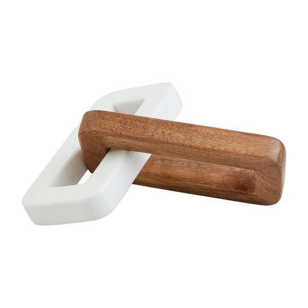 Mud Pie Wood And Lacquer Links in White | Mango Wood | Mud Pie