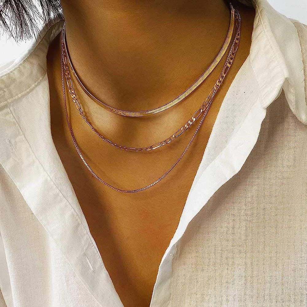 Jeairts Punk Layered Necklace Snake Bone Choker Necklaces Minimalist Necklace Chain Jewelry for W... | Amazon (US)