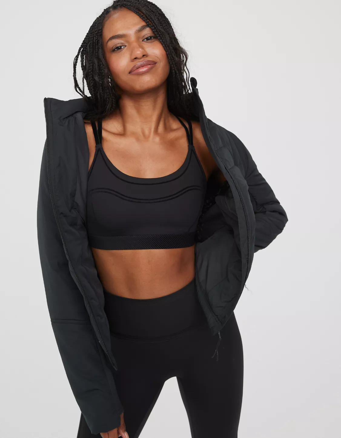 OFFLINE By Aerie Goals Velvet Trim Sports Bra | Aerie