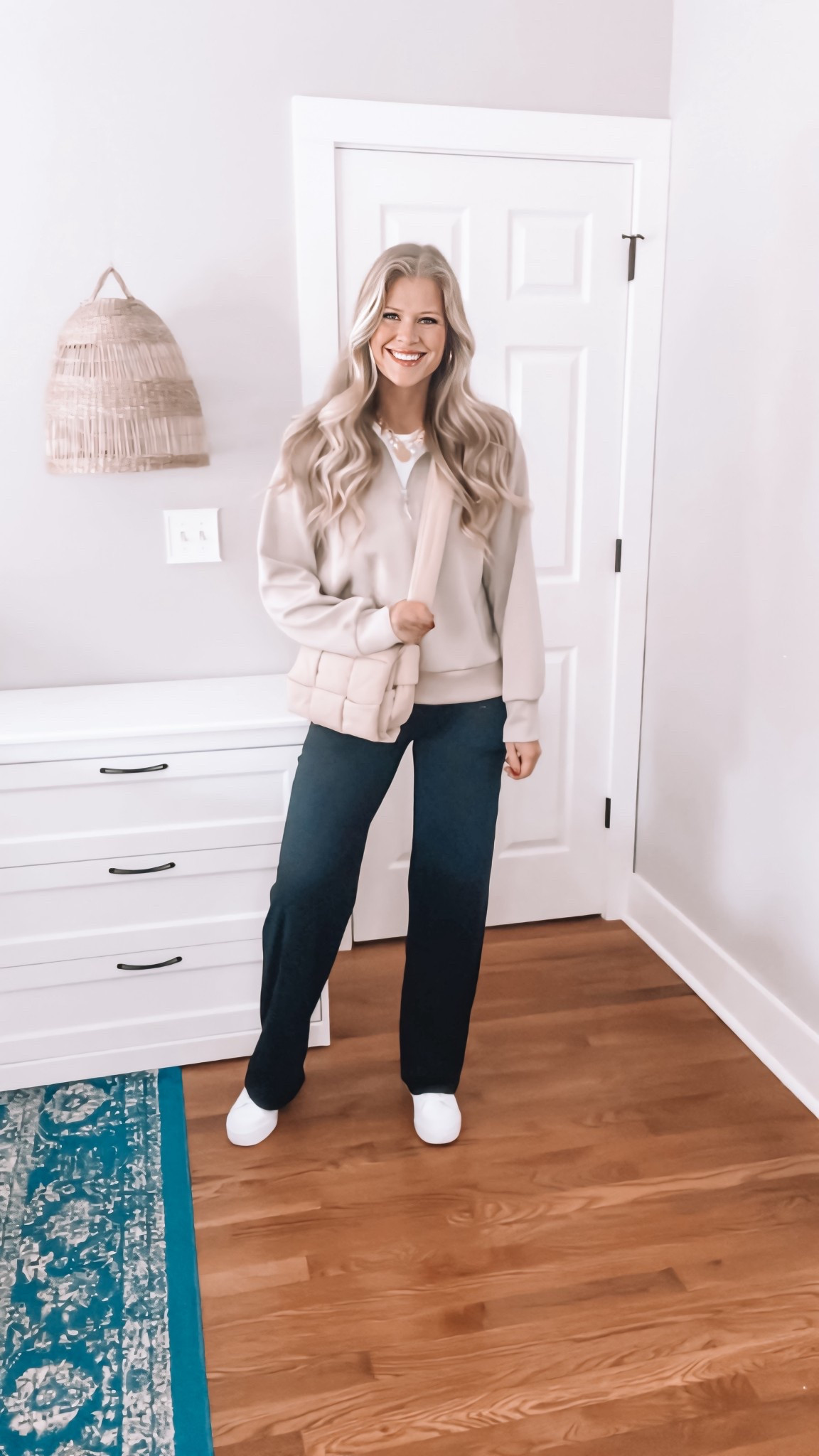 These are the absolute BEST wide leg stretchy pants - with an adjustable waist! They come in petite, regular, and tall inseams 👏🏼

Wearing size small tall in the pants, size medium in the pullover and tee!

#casualoutfitideas #casualoutfits #mommusthaves

#LTKFindsUnder50 #LTKootd #LTKTall