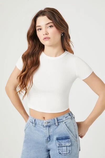 Cropped Rib-Knit Tee | Forever 21