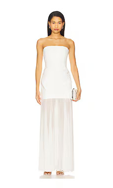 Shona Joy Lunar Strapless Draped Maxi Dress in White & Ivory from Revolve.com | Revolve Clothing (Global)