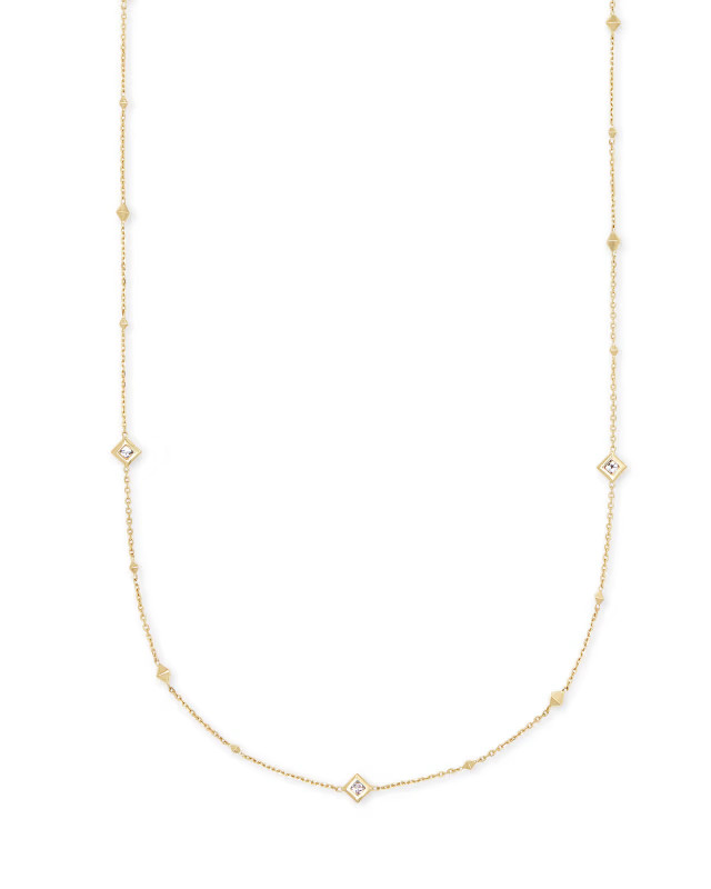 Michelle 14k Yellow Gold Strand Necklace in White Diamond | Kendra Scott