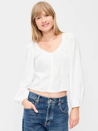 Long-Sleeve Button-Down Top | Old Navy (US)