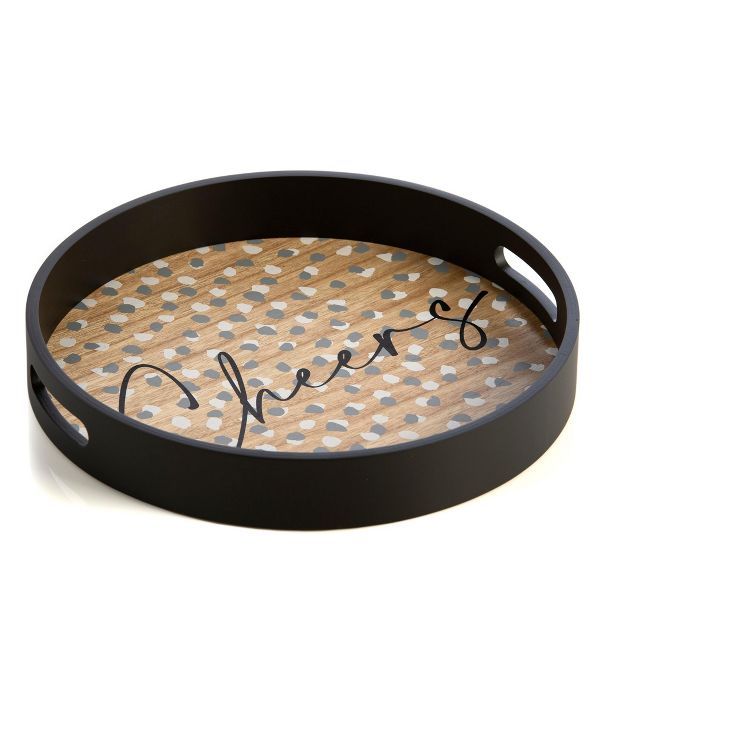 Shiraleah Black Round "Cheers" Tray | Target