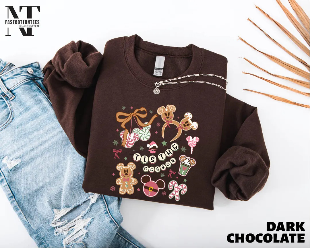 Mickey and Minnie Gingerbread Christmas Sweatshirt, Disney Christmas Tee, Tis the Season Sweater,... | Etsy (US)