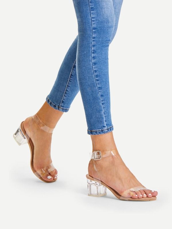 Clear Strap Block Heeled Sandals | SHEIN