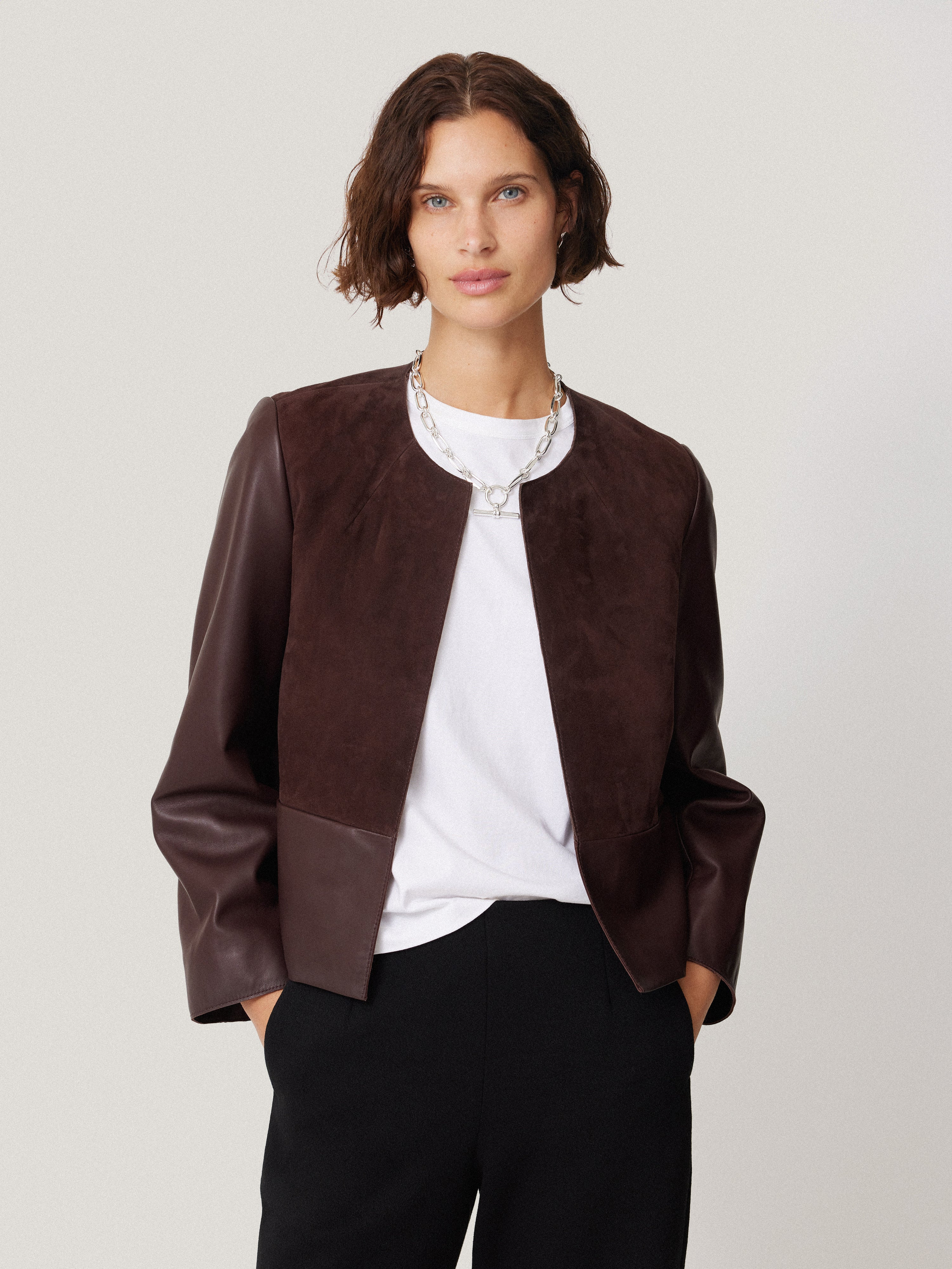 Nakoa Leather Mix Jacket | Jigsaw (UK)