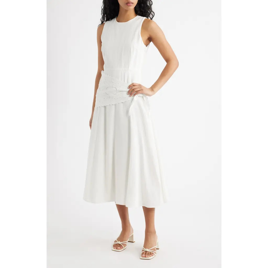 MANGO Embroidered Handkerchief Midi Dress in Ecru at Nordstrom, Size 8 | Nordstrom