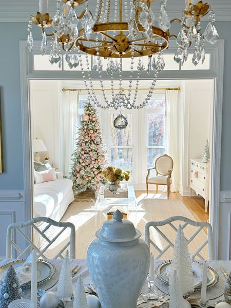 Flocked Christmas tree, chandelier, lighting reimagined, chinoiserie, traditional, glam, area rug, French, acrylic coffee table, bachelors, chest, Ballard designs, ginger jar, Cailini coastal

#LTKhome