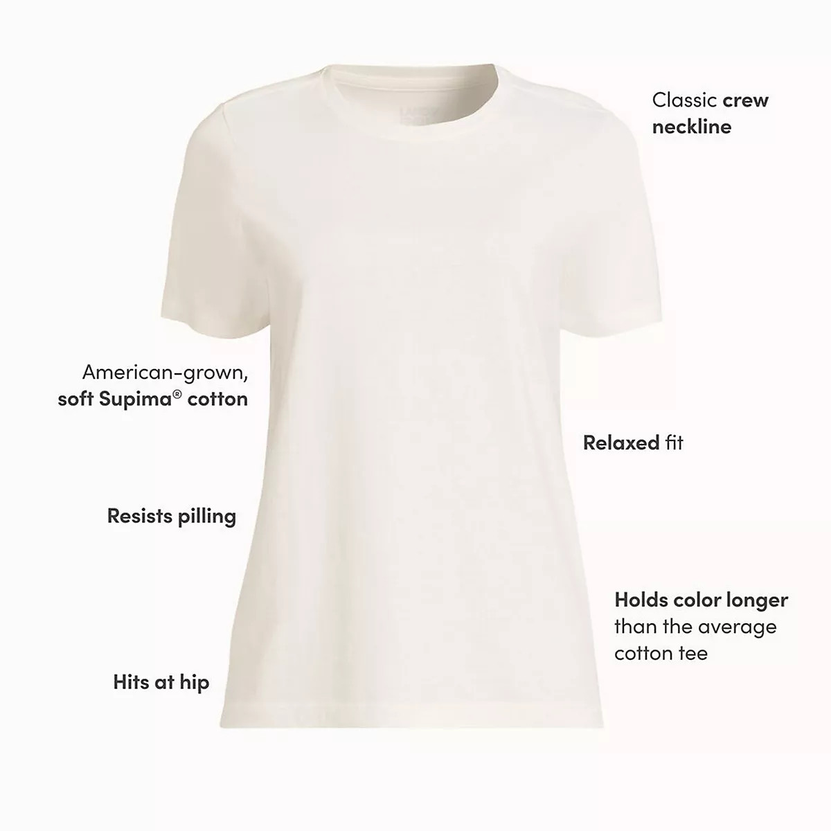 Supima Cotton Crewneck T-Shirt | Lands' End (US)