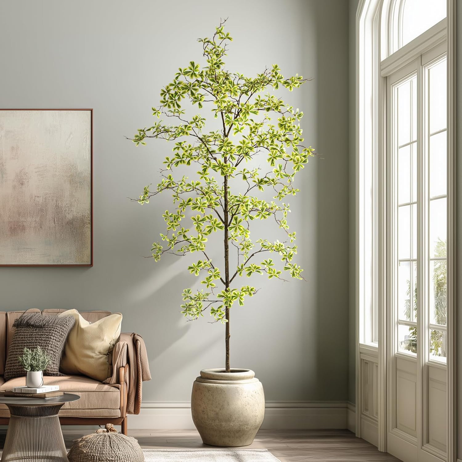 8FT Artificial Black Olive Tree Artificial Olive Plants, Tall Faux Olive Tree Faux Silk Plant Fake Plant Ultra-Realistic Silk Leaves & Natural Trunk Indoor Outdoor Use | Amazon (US)