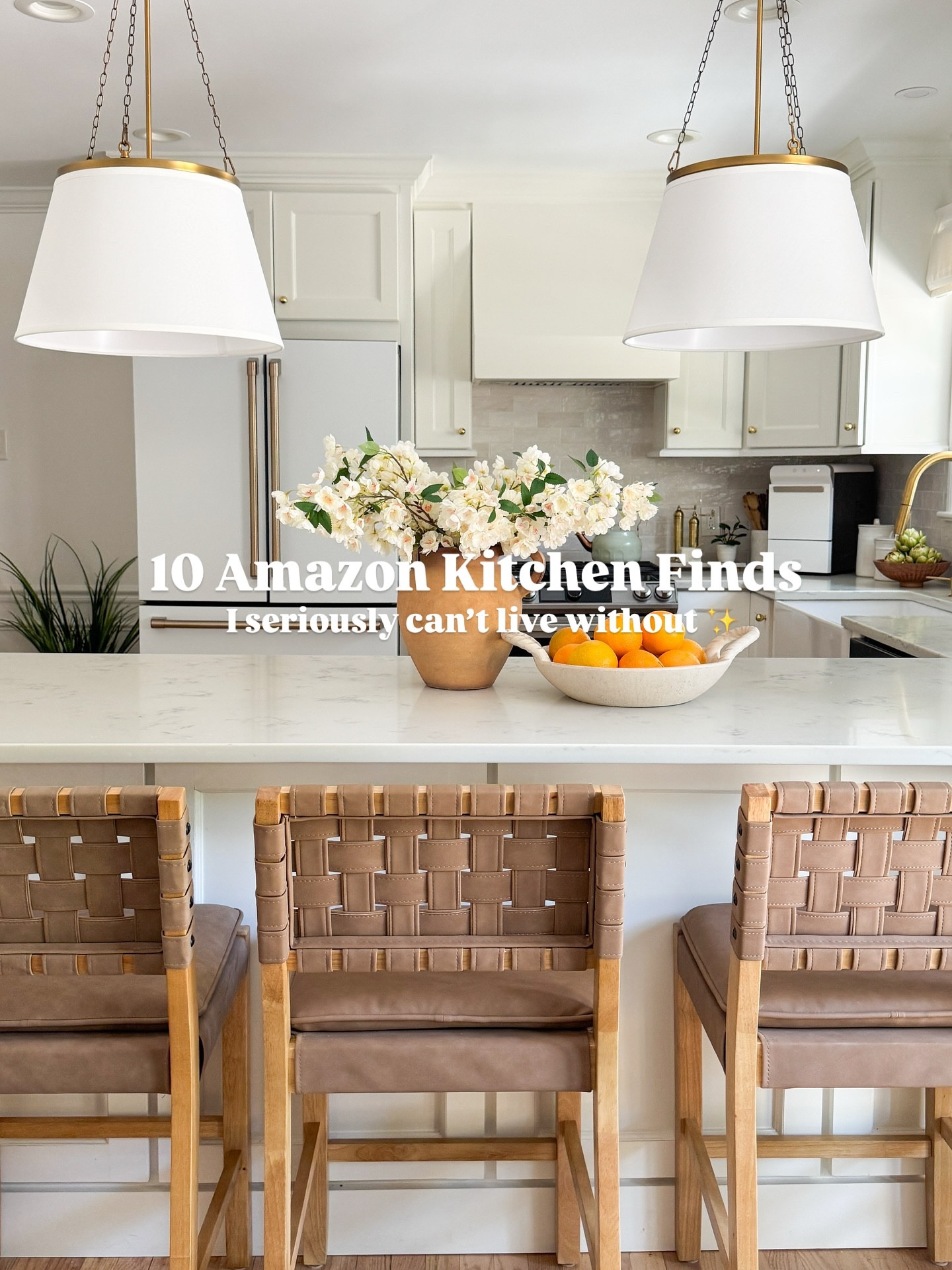 10 Amazon kitchen finds I seriously can’t live without ✨🤍

These are my go-to’s I use every single day that makes our kitchen feel more organized, functional, and just prettier.

Here’s what made the list:
	1.	Bamboo drawer organizers
	2.	Clear fridge bins that make everything look tidy
	3.	My everyday wood spoons
	4.	Salt + pepper mills that double as decor
	5.	Wine glass rack + risers = game changer 
	6.	Brass touchless faucet
	7.	The checkered board I style again and again 
	8.	Under-cabinet trash bag organizer
	9.	The best non-toxic cleaner I’ve ever used
	10.	Caraway pots that non-toxic, glide like butter, and make cooking a breeze. 🙌

Want links to any of these? Comment KITCHEN or head to my LTK to shop my home 🎉

#AmazonHome #KitchenFinds #NeutralKitchenStyle #LTKHome #ModernOrganicHome #KitchenInspo #CozyKitchenVibes #BudgetFriendlyFinds